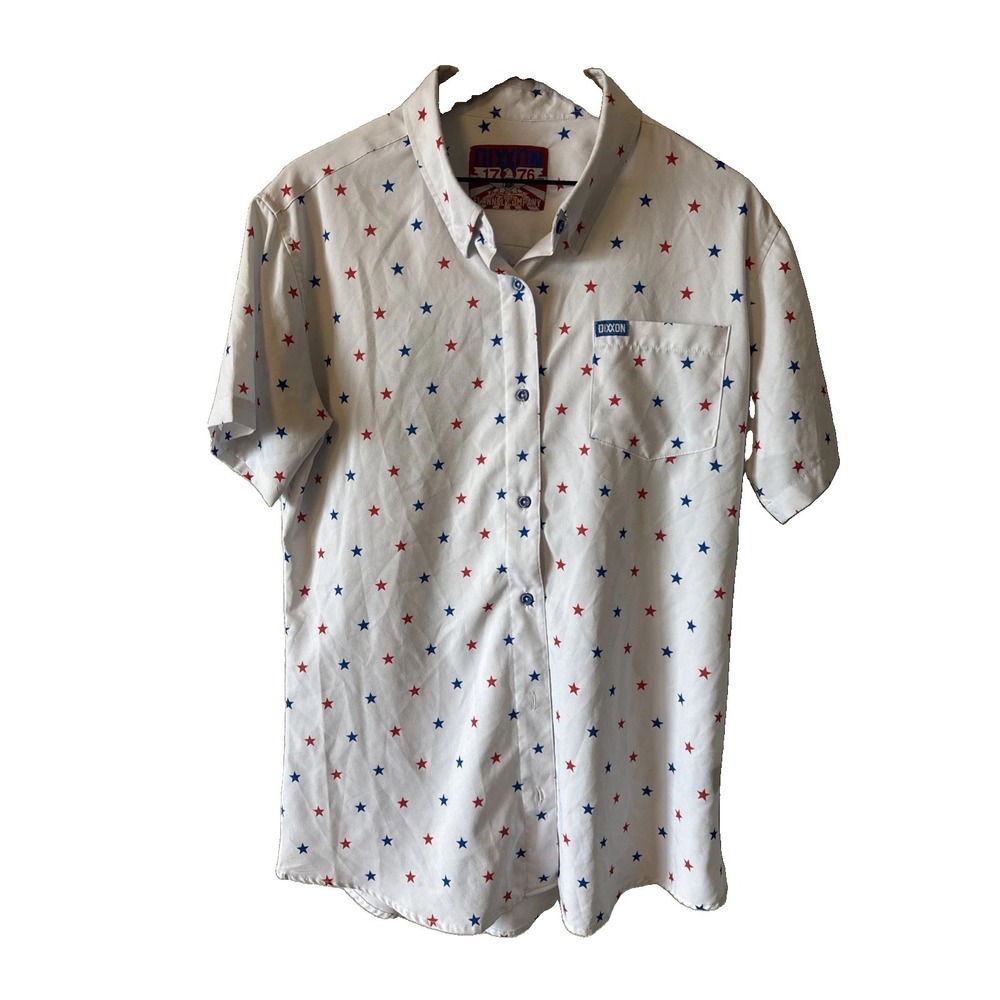 Dixxon 1776 White Stars USA Men's Casual Button Down Short Sleeve Shirt Size 2X